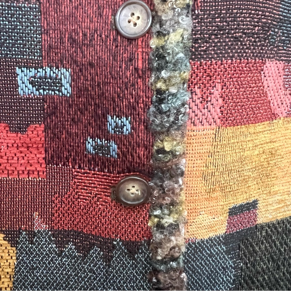 Coldwater Creek Patchwork Vest Multi SZ S Boho Hipster Artsy Cabincore Grandma - Picture 6 of 10